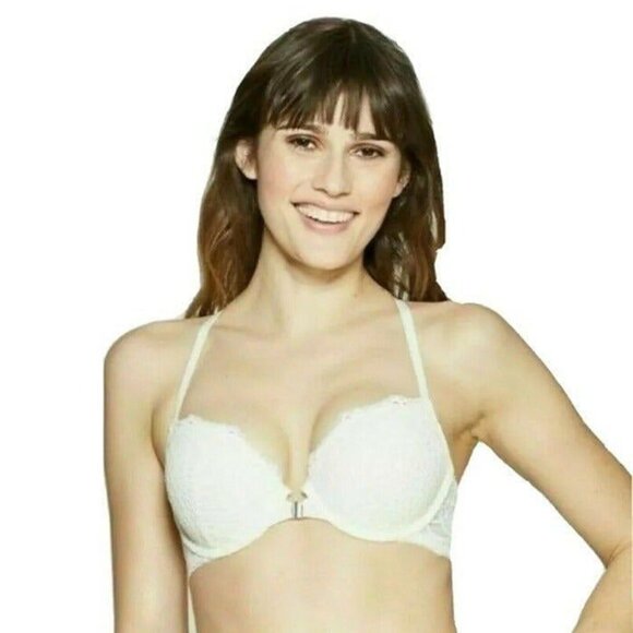 Auden Women’s Bra 32C White Radiant Plunge Push Up Underwire NEW - Picture 7 of 10